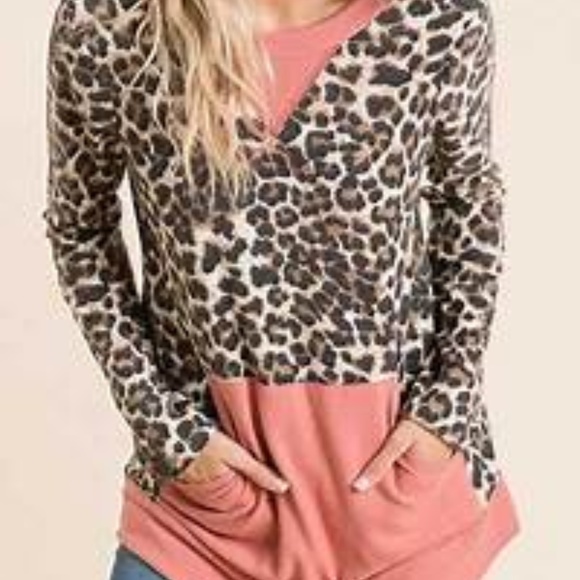 Tops - NWOT Color Block Animal Print Top